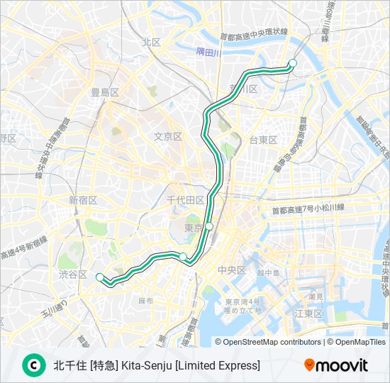 千代田線 chiyoda lineルート：スケジュール、停車地、地図-北千住 [特急] Kita-Senju [Limited Express]  （アップデート済み）