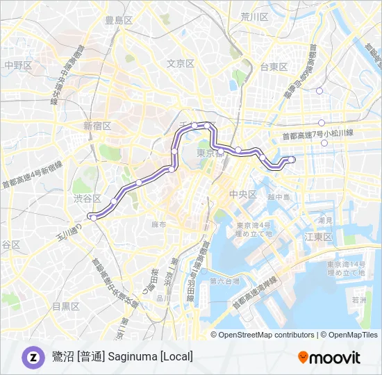 半蔵門線 HANZOMON LINE の路線図