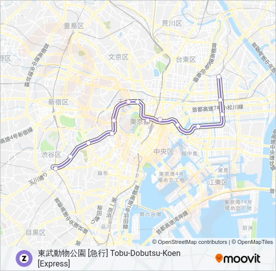 半蔵門線 HANZOMON LINE の路線図