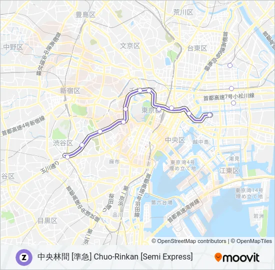 半蔵門線 HANZOMON LINE の路線図