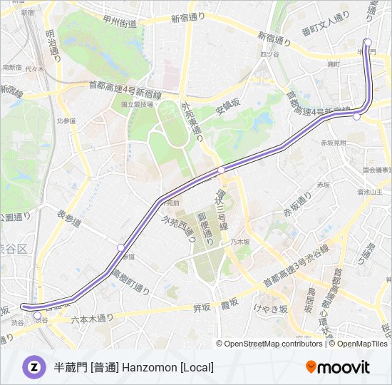 半蔵門線 HANZOMON LINE metro Line Map