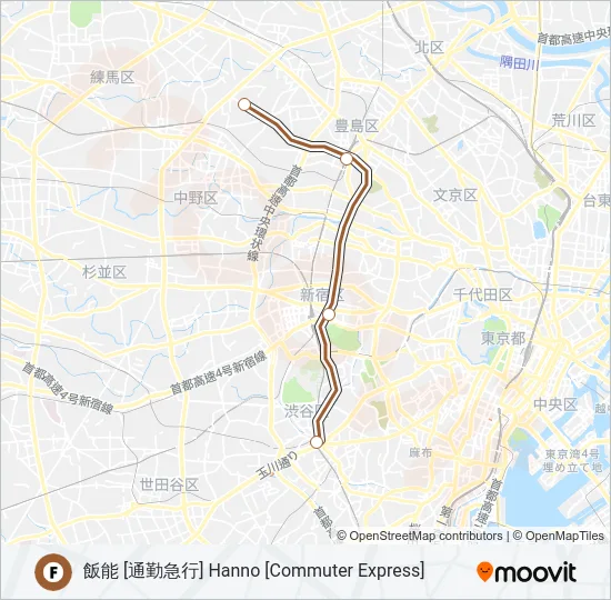 副都心線 FUKUTOSHIN LINE の路線図