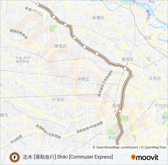 副都心線 FUKUTOSHIN LINE の路線図