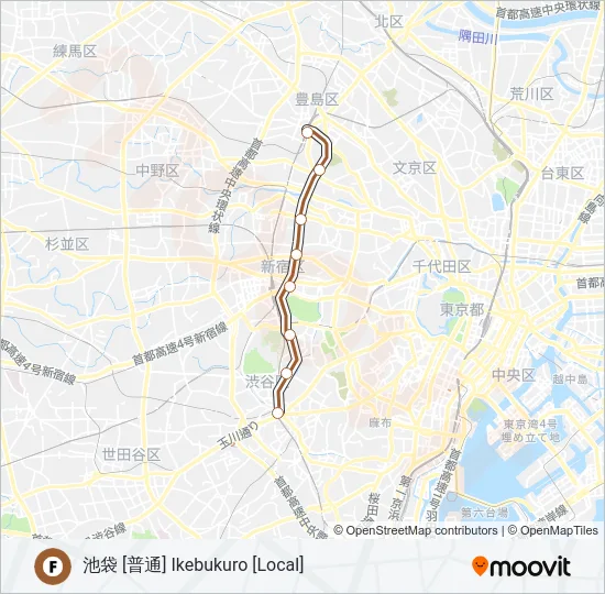 副都心線 FUKUTOSHIN LINE の路線図