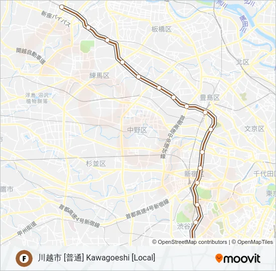 副都心線 FUKUTOSHIN LINE の路線図