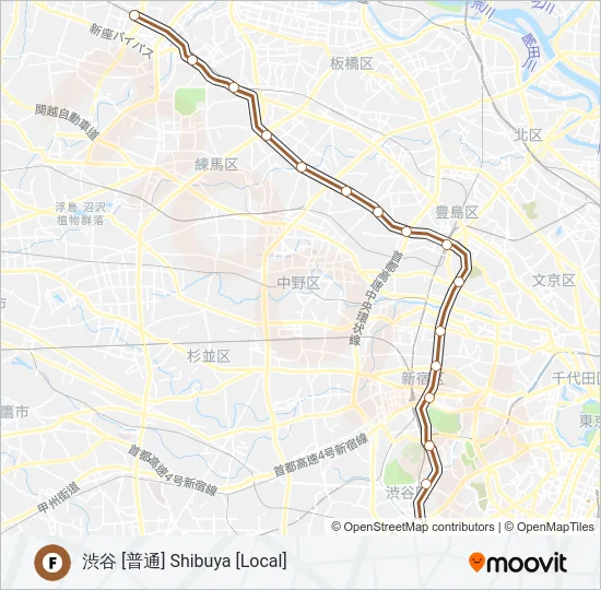 副都心線 FUKUTOSHIN LINE の路線図