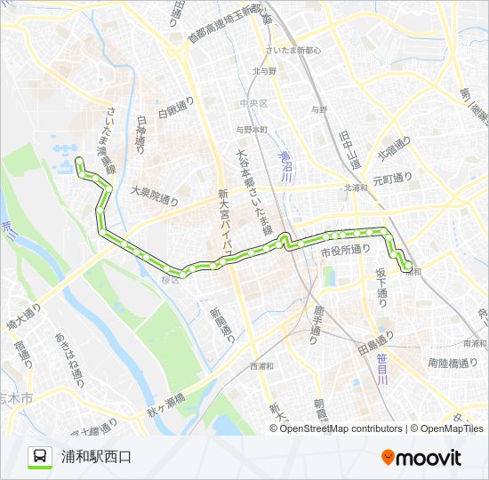 浦13路線 時刻表 站點和地圖 浦和駅西口