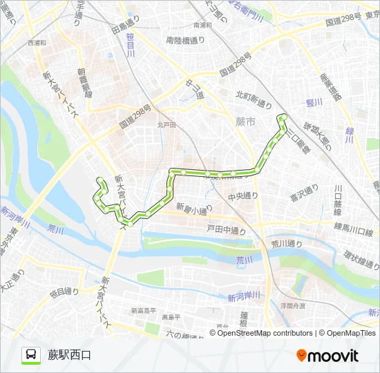 蕨54 バスの路線図