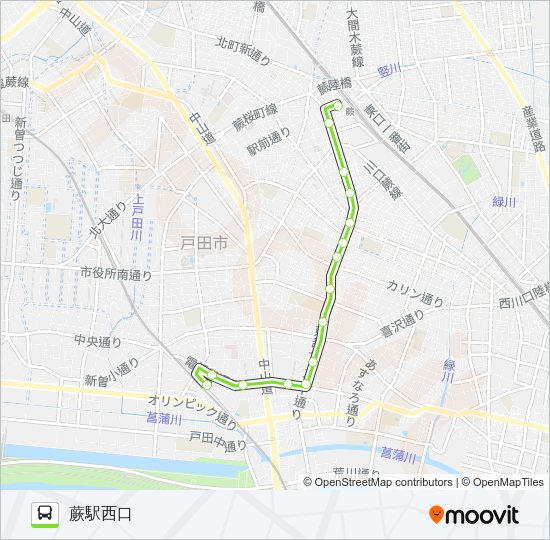 蕨55 Bus Line Map