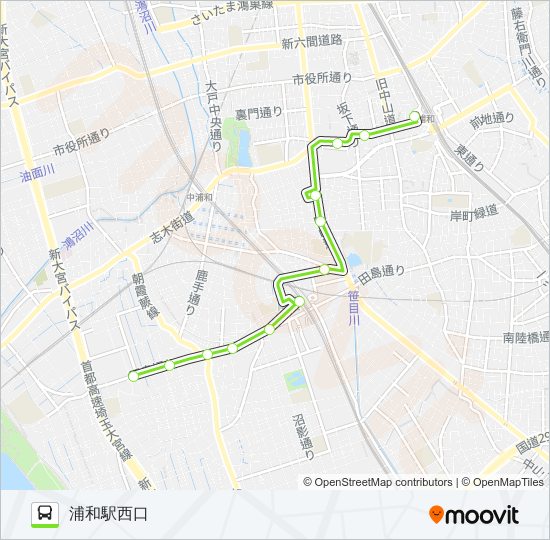 武浦10路線 時刻表 站點和地圖 浦和駅西口