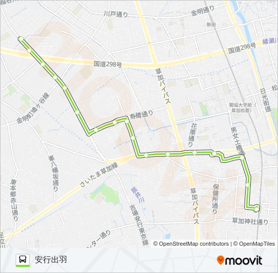 草加14 Bus Line Map