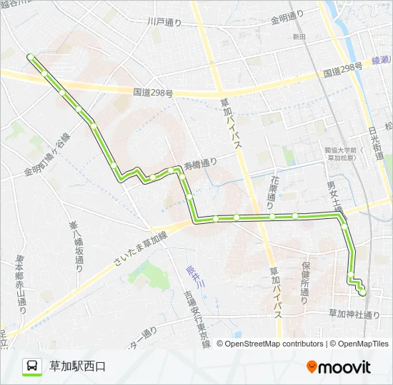 草加14 バスの路線図