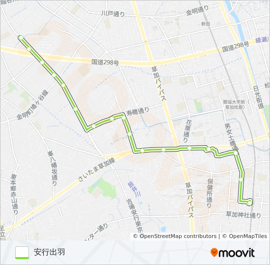 草加14 bus Line Map