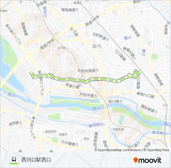 西川61 Bus Line Map
