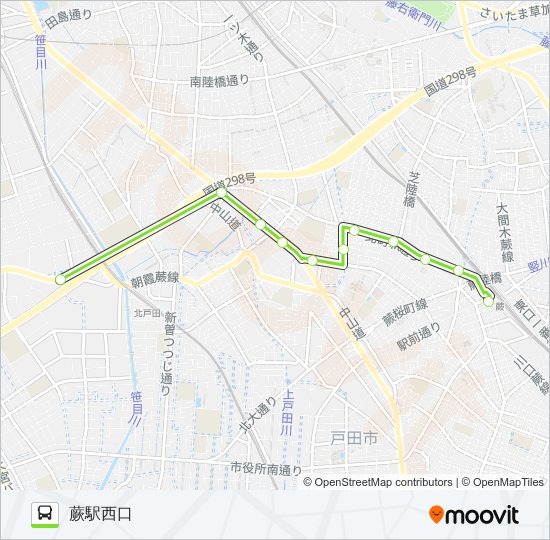 蕨50-2 バスの路線図