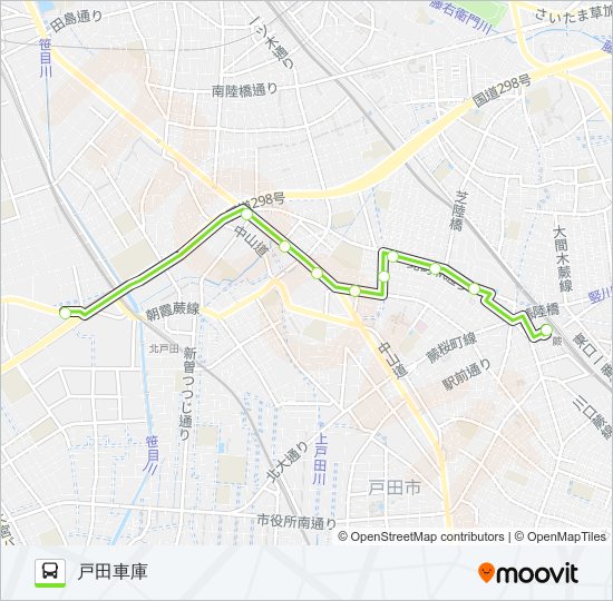 蕨50-2 バスの路線図