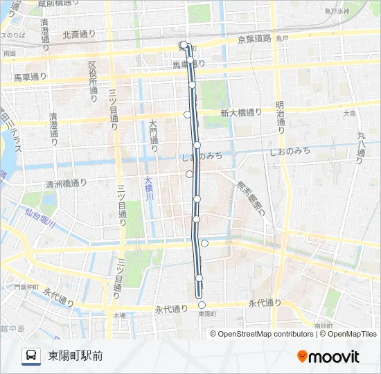 東２２ Bus Line Map