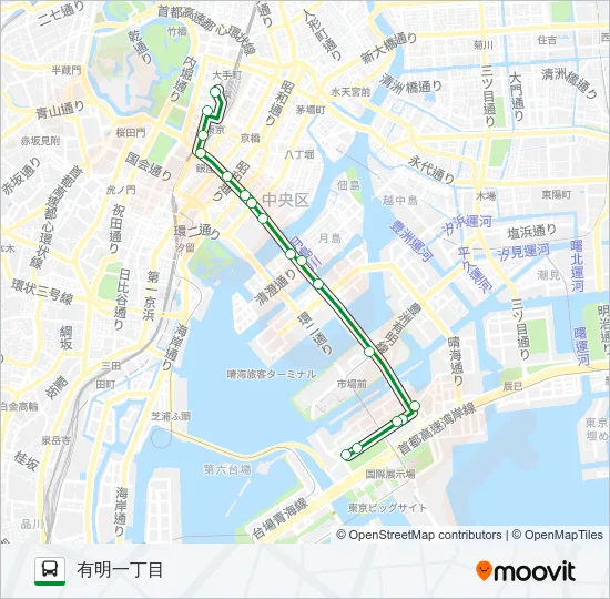 深夜１３ バスの路線図
