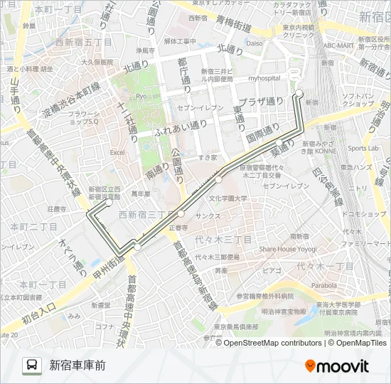 宿７５出入 バスの路線図