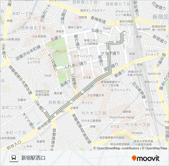 宿７５出入 バスの路線図