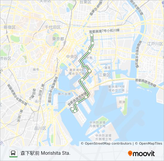 急行06路線 時刻表 站點和地圖 森下駅前morishita Sta