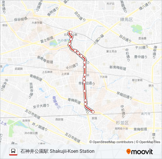 荻11ルート スケジュール 停車地 地図 石神井公園駅 Shakujii Koen Station アップデート済み