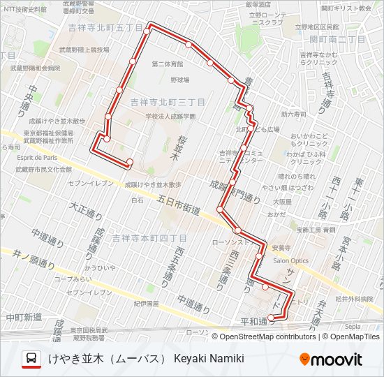 2号けやき bus Line Map