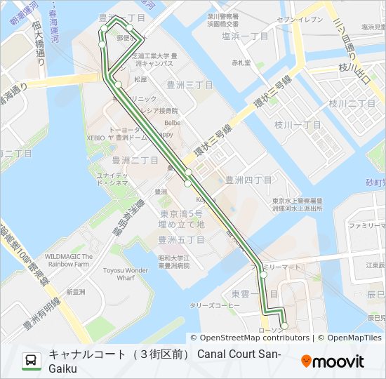 豊洲01ルート スケジュール 停車地 地図 キャナルコート ３街区前 Canal Court San Gaiku