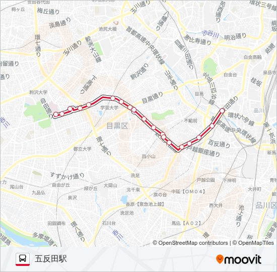 反12ルート スケジュール 停車地 地図 五反田駅