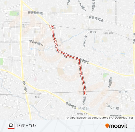 阿51ルート スケジュール 停車地 地図 阿佐ヶ谷駅