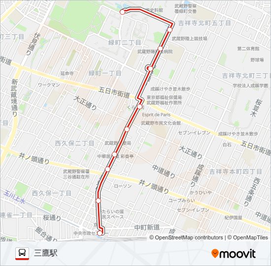 鷹40路線 時刻表 站點和地圖 三鷹駅