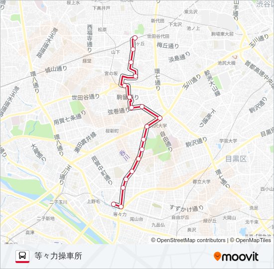 等13ルート スケジュール 停車地 地図 等々力操車所