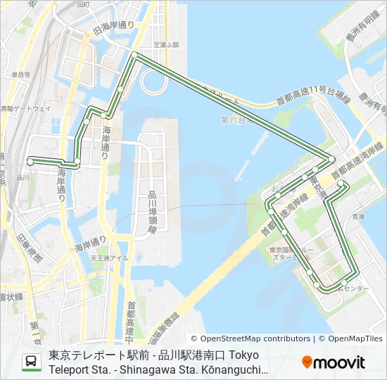 波01出入ルート スケジュール 停車地 地図 品川駅港南口 Shinagawa Sta Kōnanguchi Kōnan Exit アップデート済み