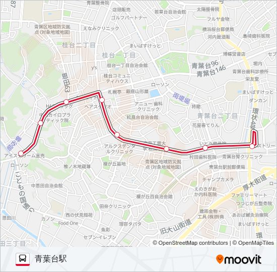 中恩田橋-青葉台駅  Line Map