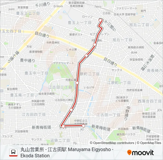 中12-1 の路線図