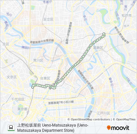 草39ルート スケジュール 停車地 地図 上野松坂屋前 Ueno Matsuzakaya Ueno Matsuzakaya Department Store