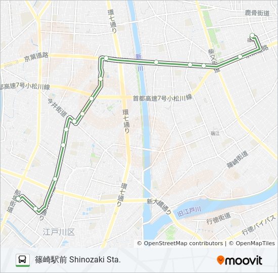 船28ルート スケジュール 停車地 地図 篠崎駅前 Shinozaki Sta