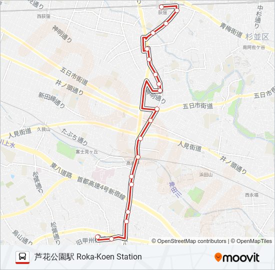 荻54 バスの路線図