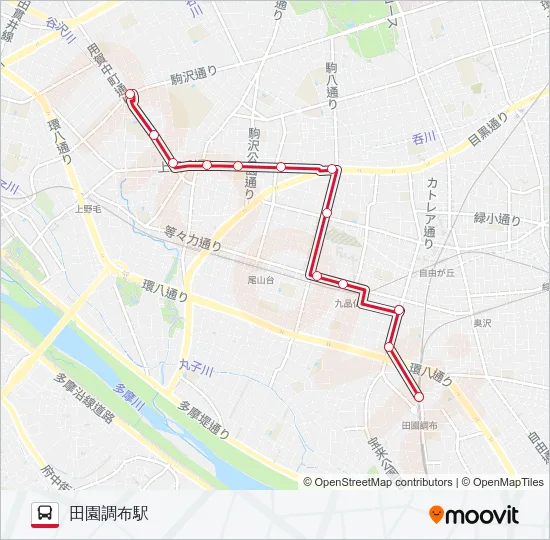 中町五丁目-田園調布駅  Line Map