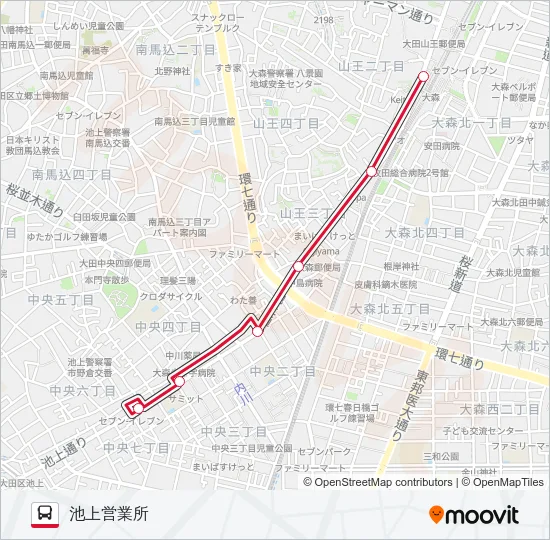 大森駅-池上営業所 の路線図