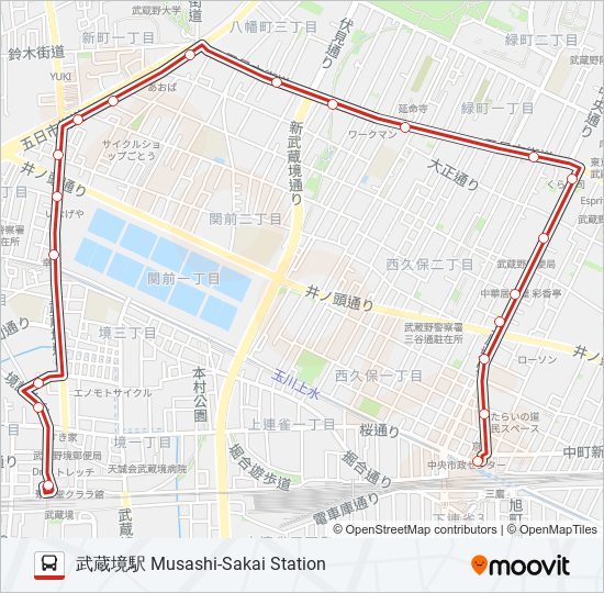 鷹30ルート スケジュール 停車地 地図 武蔵境駅 Musashi Sakai Station