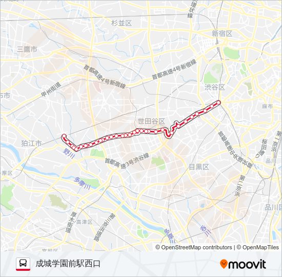 渋24ルート スケジュール 停車地 地図 成城学園前駅西口