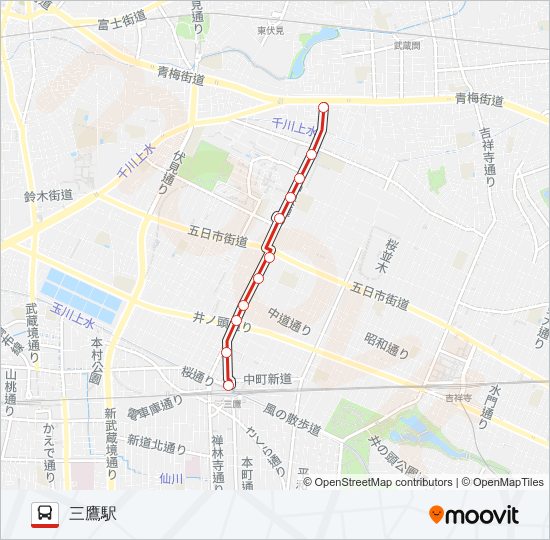 鷹01路線 時刻表 站點和地圖 三鷹駅