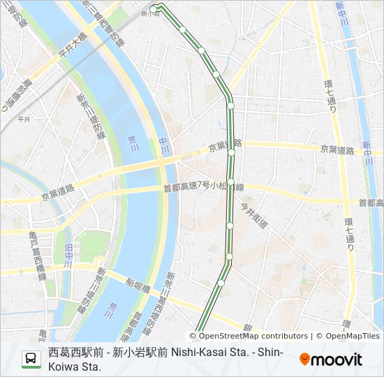 新小21ルート スケジュール 停車地 地図 船堀駅前 Funabori Sta