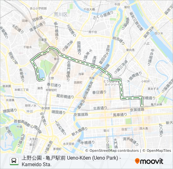 上26ルート スケジュール 停車地 地図 上野公園 Ueno Kōen Ueno Park