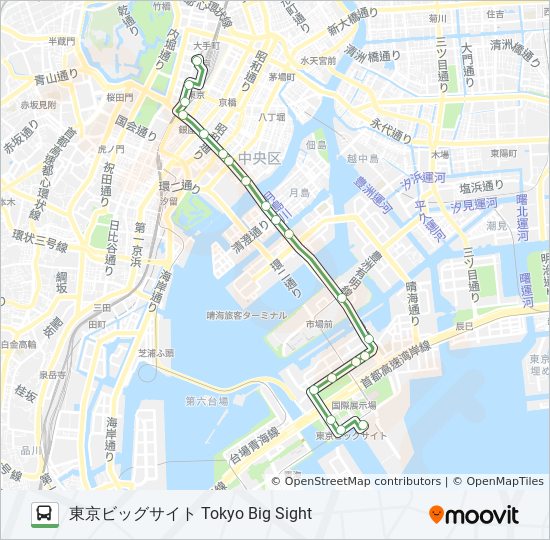 都05 2ルート スケジュール 停車地 地図 東京ビッグサイト Tokyo Big Sight