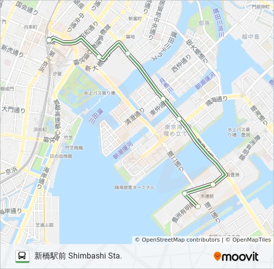 市01ルート スケジュール 停車地 地図 新橋駅前 Shimbashi Sta