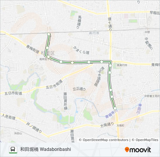 渋66ルート スケジュール 停車地 地図 和田堀橋 Wadaboribashi