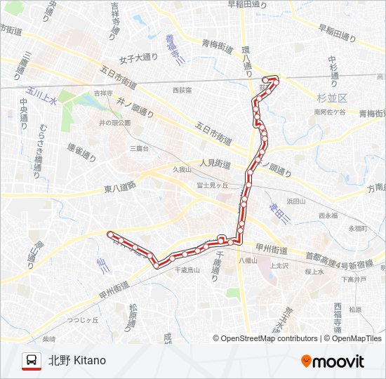 荻58 バスの路線図