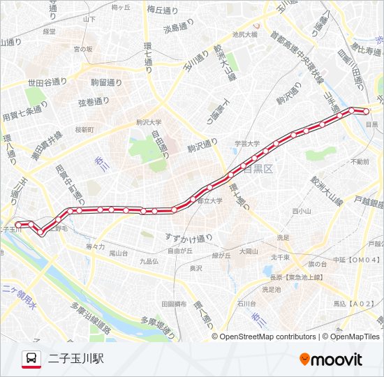 黒02ルート スケジュール 停車地 地図 二子玉川駅 アップデート済み